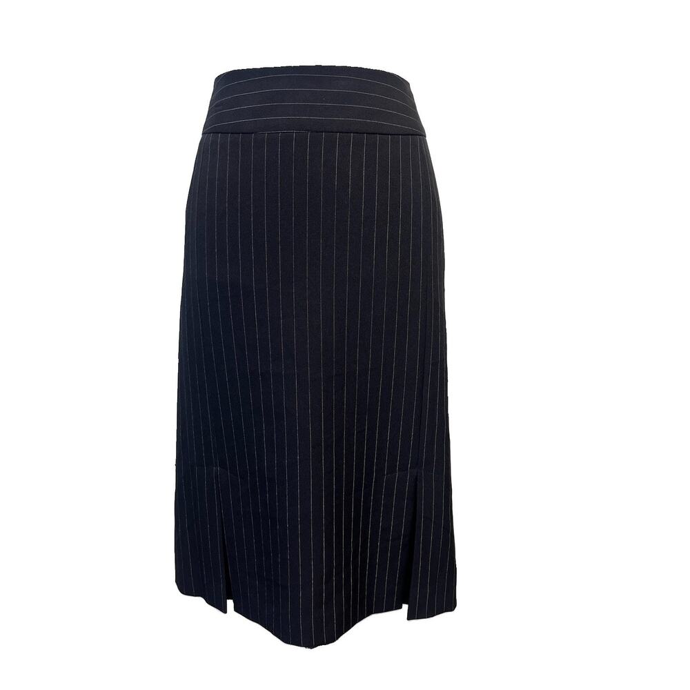 Kasper Skirt Plus size 16W Black White Pinstripe Knee Kick Pleats Career Suit